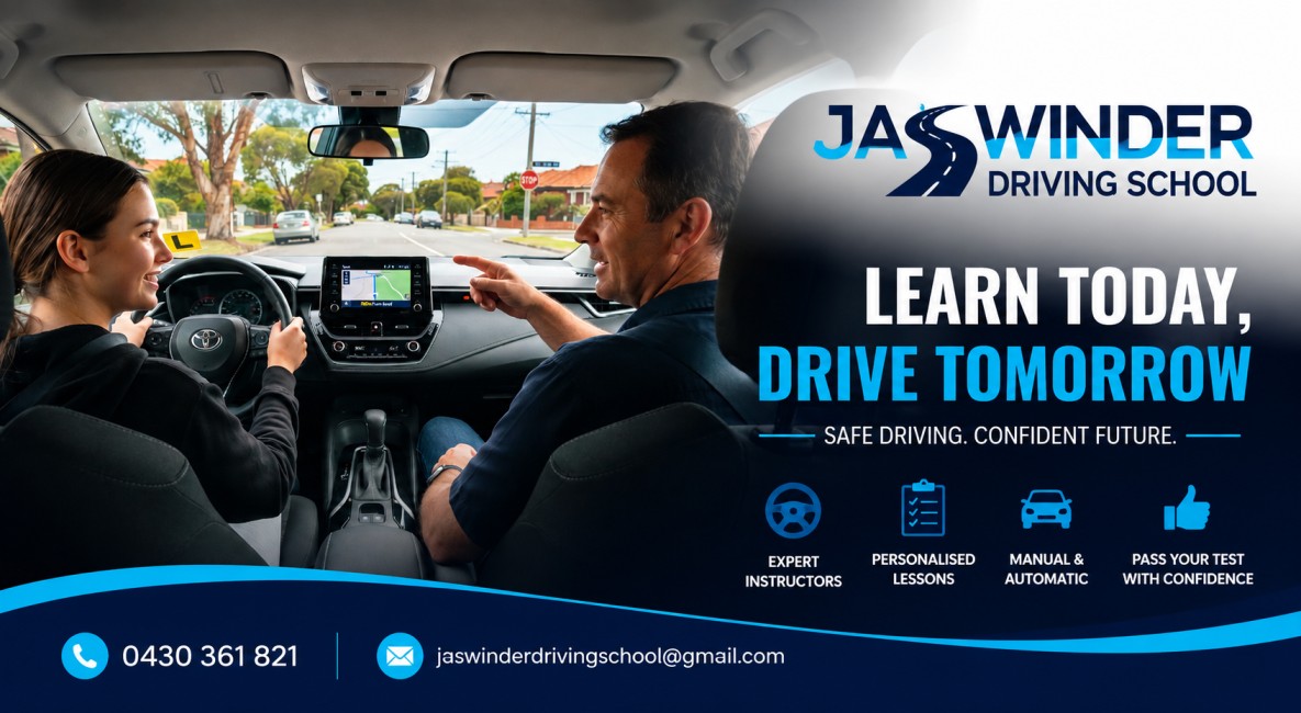 Learner driver receiving instruction during a driving lesson in Melbourne